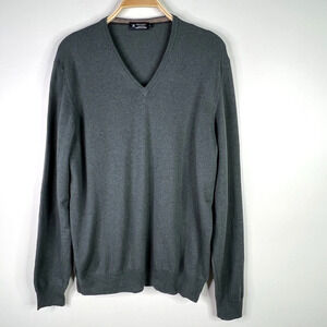 Hackett London Mens Size‎ XL Green Merino Silk Cashmere Blend V Neck Sweater